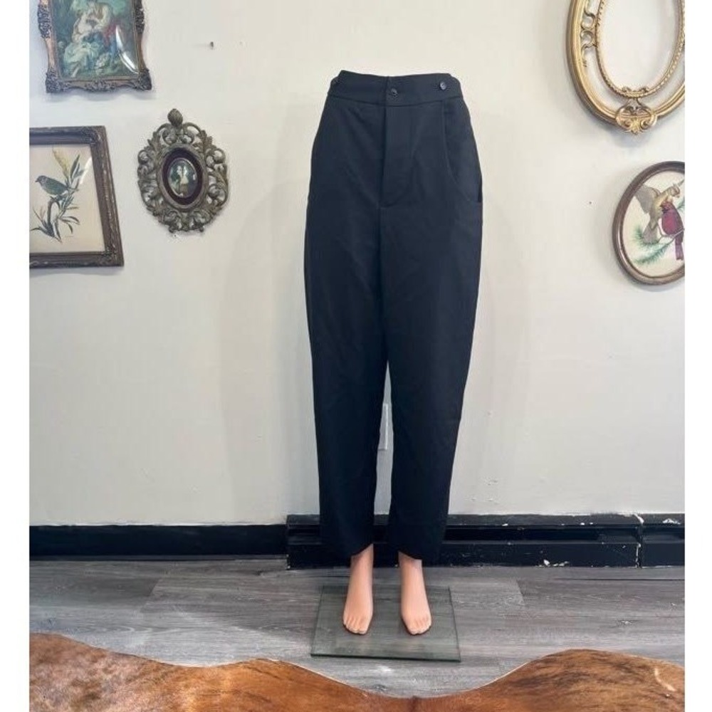 Art259Design Italy Black Virgin Wool High Waist Cinch Back Pleated‎ Pants XS